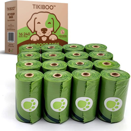 TIKIBOO Dog Poop Bags Leak-Proof Extra-Thick Pet Waste Bags for Big and Small Dogs Refill Rolls Unscented