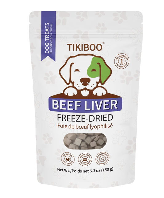 TIKIBOO Beef-Liver Dog Treats Freezed-Dried Dog High-Protein All Natural - 150 grams Front Side